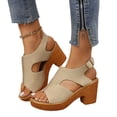 thumbnail image 4 of Samdudou Women Thick Sole Sandals Open Toe Wedge Heel Sandals Summer Casual Dressy Slingback Chunky Block Heel Slide Shoes Outdoor Walking Vacation Beach Daily Wear, 4 of 9