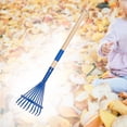 thumbnail image 3 of ZOUSSIQI Garden Rake Leaf Rake Raking Grass and Leaves Tool,9 Tines Farming Home Garden Tool,Accessories for Yard Garden Shrub Lawns, Blue CA919-61706, 3 of 7