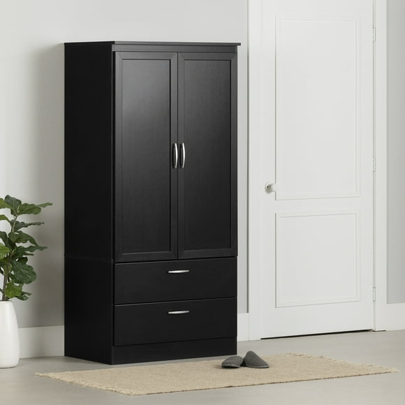 South Shore Acapella Wardrobe Armoire, in Pure Black