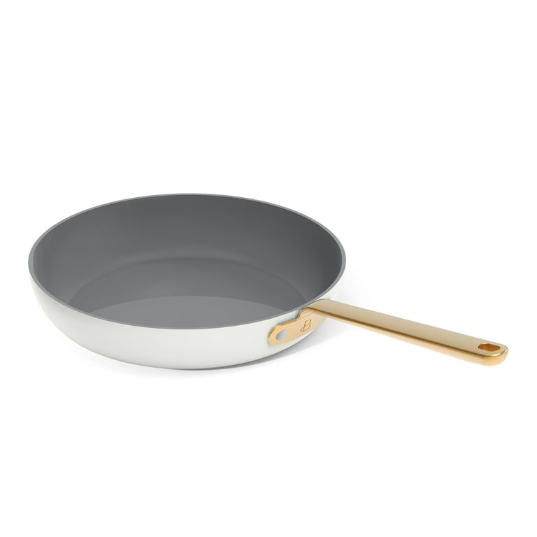 Drew Barrymore 12-Piece Ceramic Non-Stick Cookware Set - White Icing Kitchen Pots & Pans