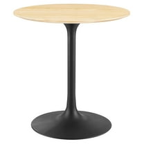 Modway Lippa Round 28" Wood Grain Mid-Century Modern Dining Table in Black Natural