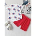 thumbnail image 3 of Bagilaanoe 4th of July Clothes for Toddler Baby Boys Short Sleeve Letter Print T-Shirts Tops + Shorts 6M 12M 18M 24M 3T Kids Independence Day Outfits 2pcs Short Pants Set, 3 of 9
