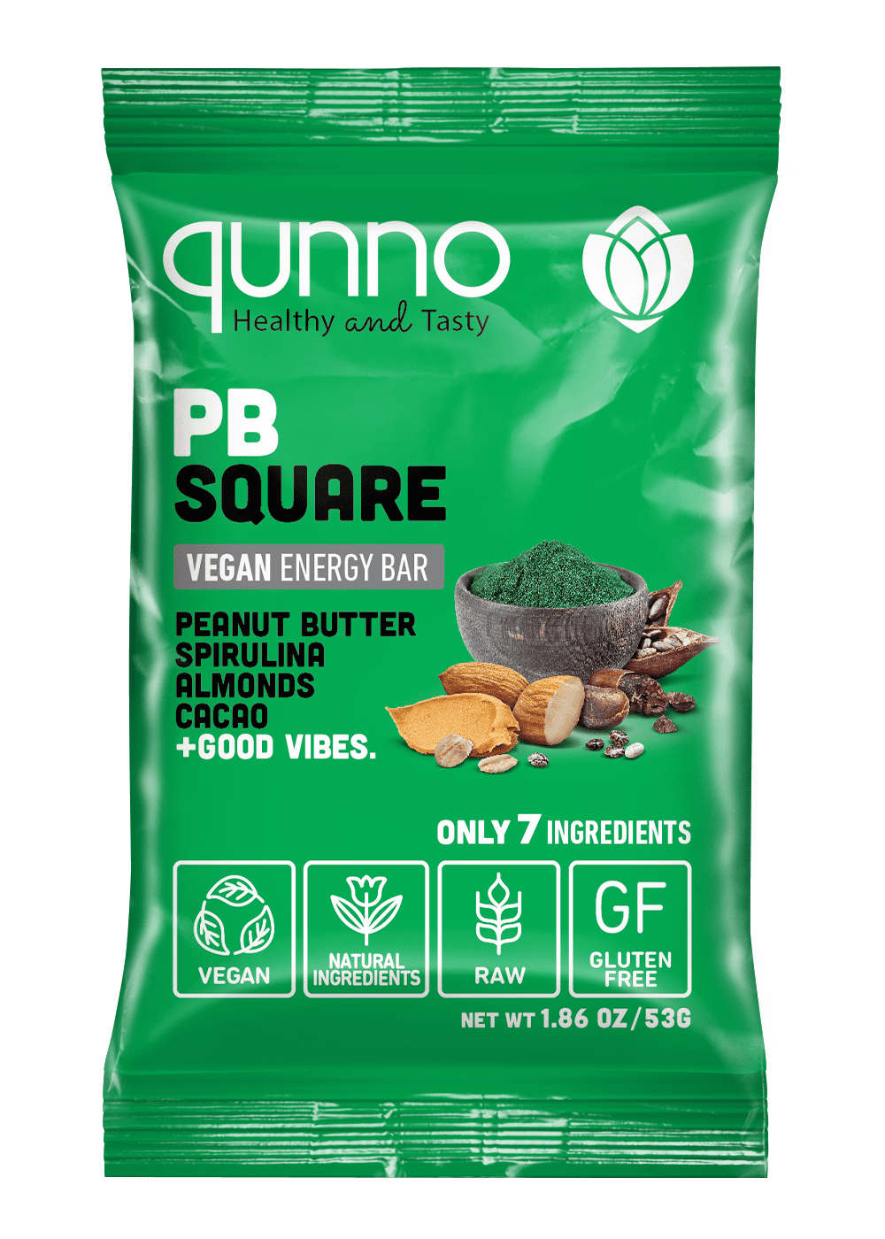 Qunno PB Square (Pack of 12) Vegan Bars / Protein Bars / Energy Bars