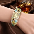thumbnail image 1 of Women Rhinestone Flower Bracelet Bangle Oval Dial Analog Quartz Wrist Watch, 1 of 8