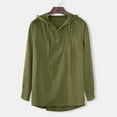 thumbnail image 3 of Men‘S Baggy Cotton Linen Solid Button Plus Size Long Sleeve Hooded Shirts Tops, 3 of 6