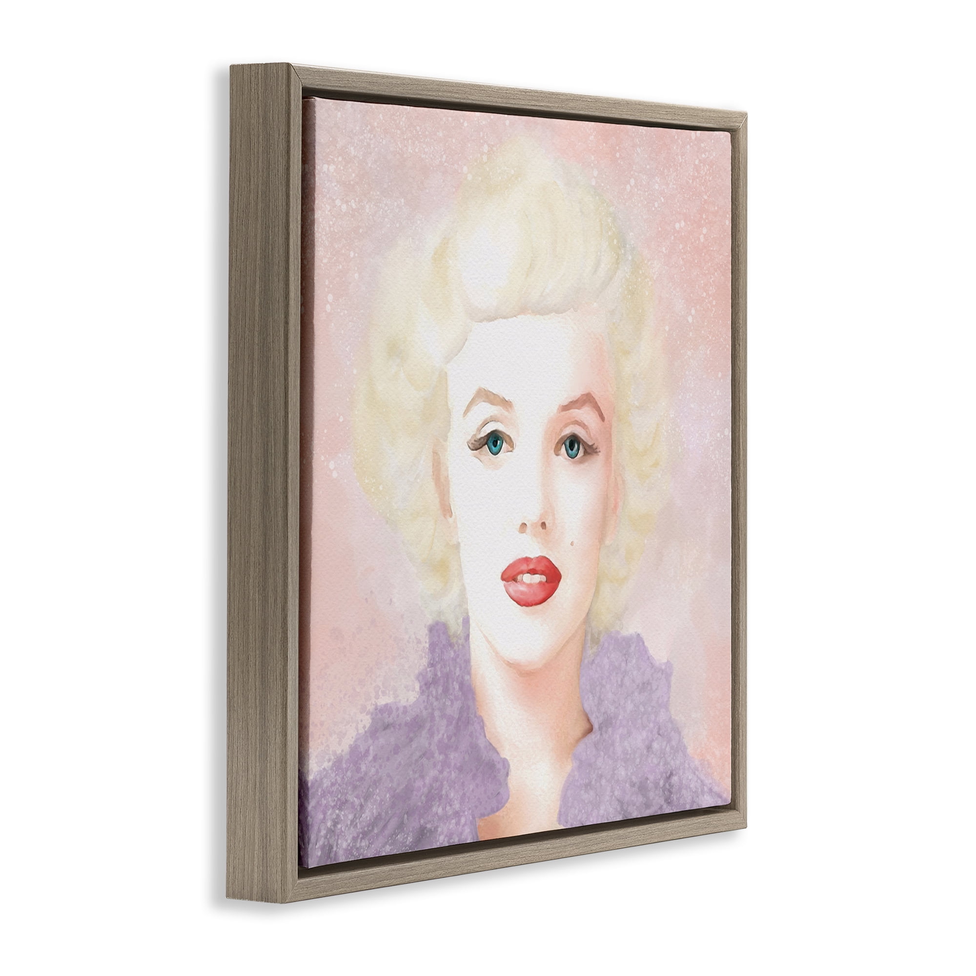 Stupell Industries Pastel Marilyn Portrait People Painting Brown Floater Framed Canvas Art Print Wall Art, 18 x 18