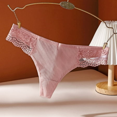 UAYOTSE Sexy Panties for Women Sheer Floral Lace Cut Out Underwear Breathable Briefs M Pink