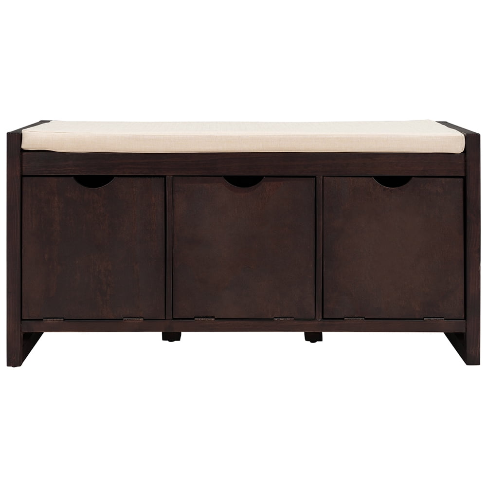 Lowestbest Storage Bench with Removale Cushion and 3 Flip Lock Storage Cubbies for Living Room, Entryway Lowestbest Storage Bench with Removale Cushion and 3 Flip Lock Storage Cubbies for Living Room, Entryway