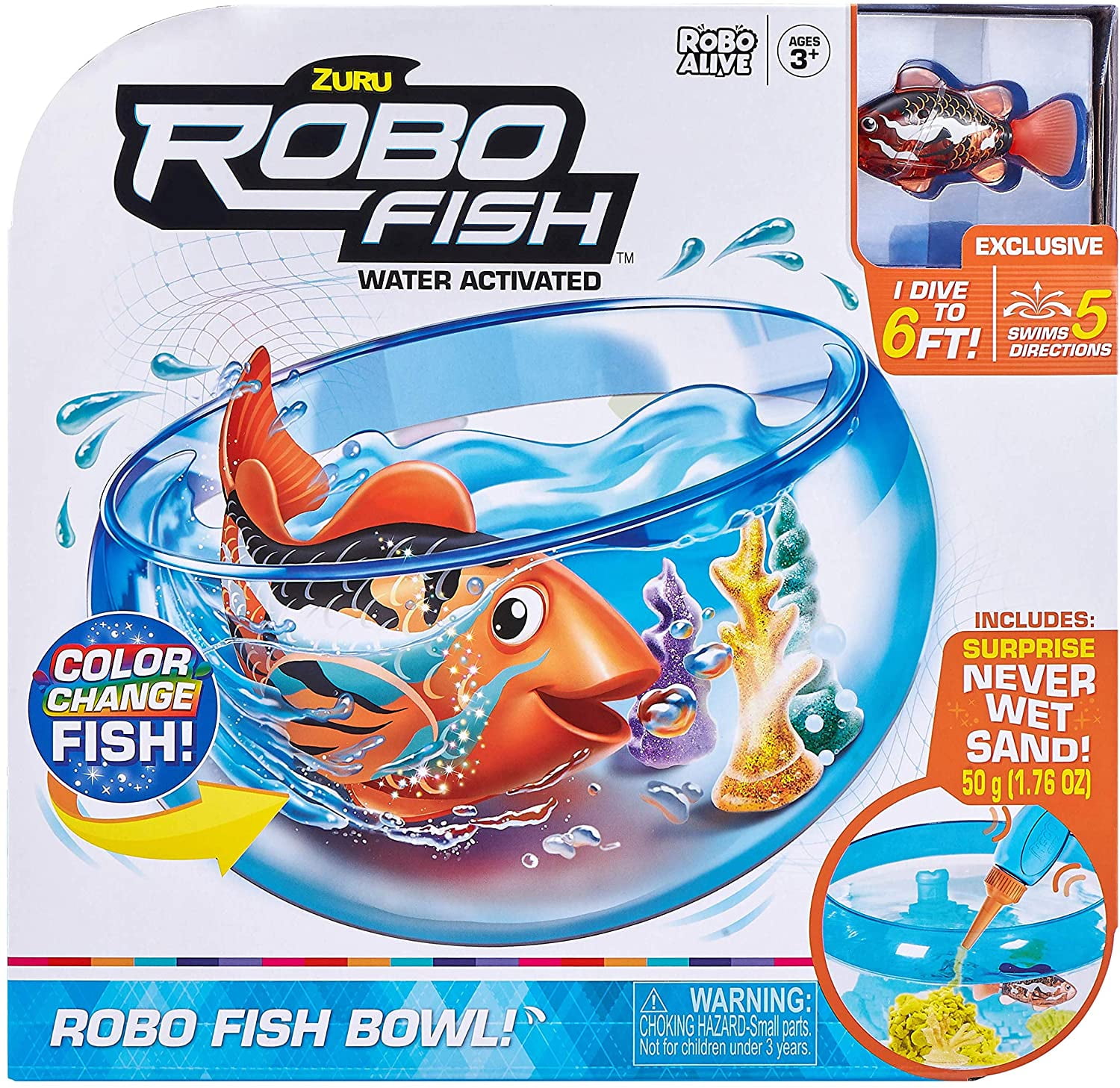 ZURU Robo Alive Robo Fish Swim and Fish Bowl Electronic Pet, Multicolor