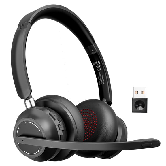 SUNITEC Wireless Bluetooth Headset with Microphone and USB Dongle, Noise Cancelling Mic, Compatible with PC, Laptop and Phone