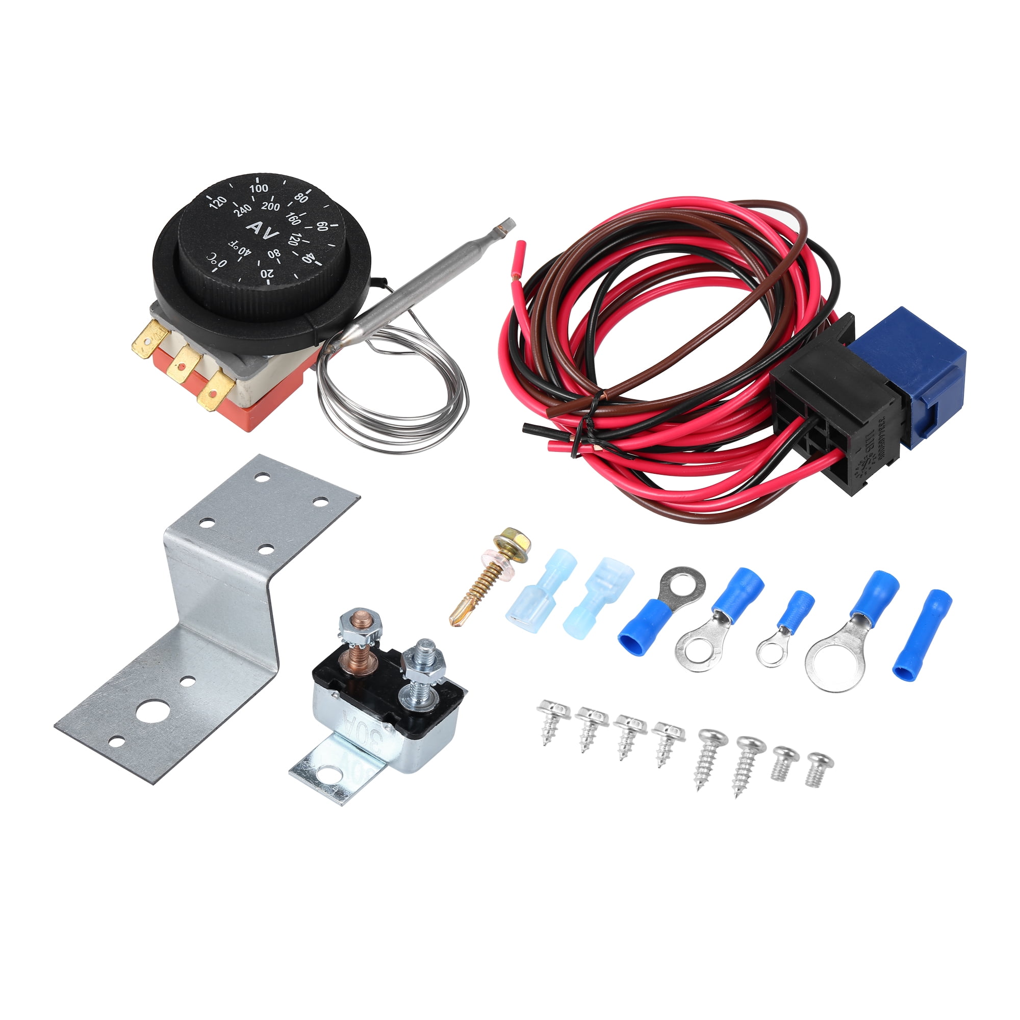 12V Electric Radiator Fan Thermostat Controller Cooling Fan Wiring Relay Wire Kit for Car - Walmart.com