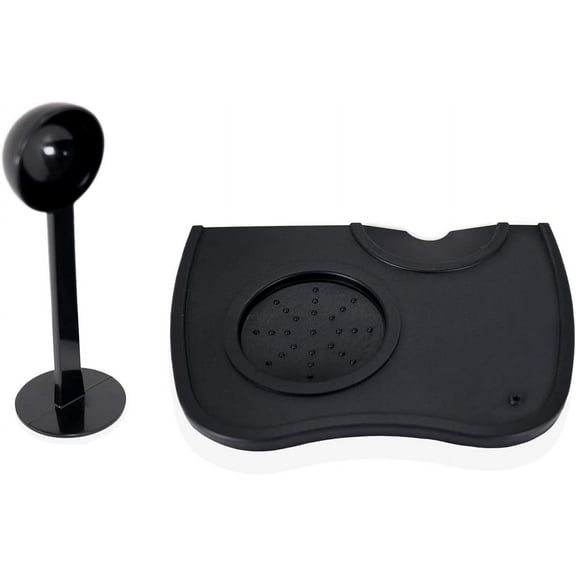 Silicone Espresso Accessories,Coffee Mat,Tamping Mat,Essential Barista Tool for Home, Kitchen, Bar,Coffee Shops,Features 2-in-1 Scoop & Stir Stick,Espresso Tamping Station (Black, 7 in x 5 in)
