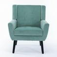 thumbnail image 2 of Modern Velvet Accent Chair Comfy Upholstered Reading Armchair Leisure Single Sofa Chair Living Room Chair Tufted Home Lounging Chair with Black Wood Legs, Padded Seat and Backrest, Mint Green, 2 of 7