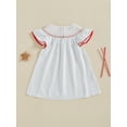 thumbnail image 6 of BemeyourBBs Kids Toddler Baby Girls 4th of July Dress Outfit Patriot Fourth of July Independence Day Clothes Flag Embroidery Dot Plaid Print Short Sleeve Dress Toddler Girl Summer Outfit, 6 of 9