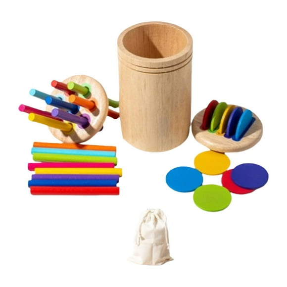 Bunblic Casse-Tête Sensoriel de Tri des Couleurs, Bâtonnets de Tri des Couleurs Gobelet de Tri Jouets Éducatifs, Jouets Montessori pour Tout-Petits Garçons Filles Cadeau 16 Tiges 10 Disques