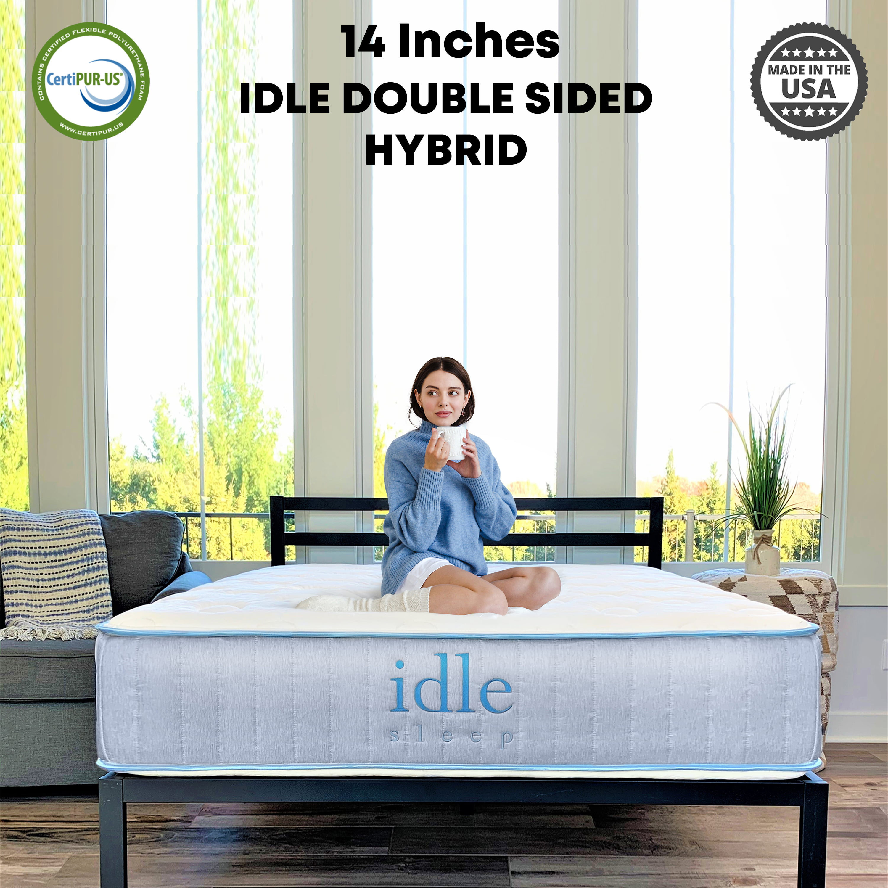 IDLE Sleep 14" Two Sided Hybrid Mattress California King Size - Medium...