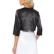 thumbnail image 3 of BLAZER CORTO CHIC INSPIRE PARA MUJERES, CON FRONTAL ABIERTO, COLLAR DE SOLAPA, CHAQUETA CORTA DE OFICINA CASUAL, CARDIGÁN EXTERIOR M NEGRO, 3 of 5