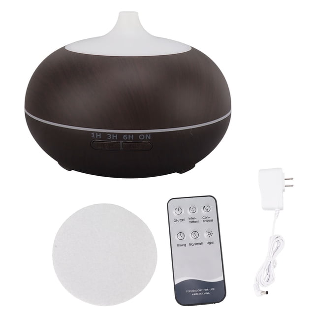 Difusor de aromaterapia de grano de madera de 550 ml Difusor de aroma Difusor de aceite por ultrasonido Humidificador 110-240 V Modelo de control remoto Grano de madera profundo Enchufe de EE. UU.