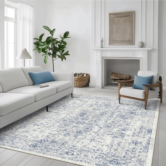 10x14ft Indoor Area Rug Washable Non-slip Thin Carpet Neutral Style for Living Room Bedroom Dining Room Office