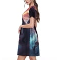 thumbnail image 2 of Easygdp Dramatic Shark Attack para Vestido Transpirable de Mujer, Vestido Suelto de Manga Corta con Pliegues y Bolsillos para el Verano, 2 of 6