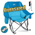 thumbnail image 3 of ABORON Oversized Rocking Camp Chair for Adults - Outdoor Rocker Chair with Padded Cushion, Folding Lawn Chair for Outdoors, Camping and Picnic, Portable Camping Rocking Chair, Blue Joy, 3 of 11