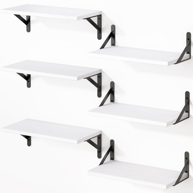 Estantería flotante YGEOMER de 42 cm para pared Farmhouse White (juego de 6)
