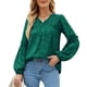 thumbnail image 1 of Blusa con cuello en V y manga larga con estampado de textura, color puro, tops casuales de moda para mujer, 1 of 5