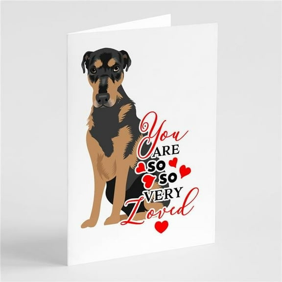 Rottweiler Black and Tan #2 so Loved Greeting Cards and Envelopes Pack of 8 7 in x 5 in