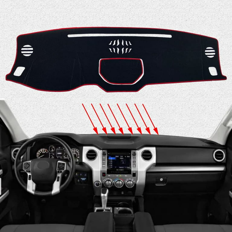 Xinrsheag Dashboard Cover Mat Custom Interior Accessories Dash Covers Reduces Glare Eliminates Cracking(Red Edge) for Toyota Tundra(2022 2023), Size