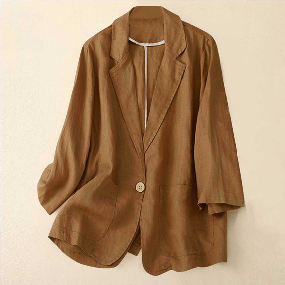 Vedolay Womens Coat Womens Plus Size Casual Long Sleeve Open Front Cardigan Work Office Blazer Jacket,Brown M