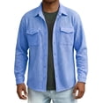 thumbnail image 4 of DPTALR Men's Casual Solid Color Turndown Collar Long Sleeve Shirt with Pockets,Blue,Big and Tall Men XXL, 4 of 8