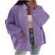 thumbnail image 2 of AUNVITO Women's Solid Color Lantern Sleeve Stand Collar Casual Button Front Jacket with Pockets Relaxed and Trendy Style, 2 of 9