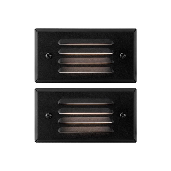 GKOplus 2 Pack 12V 3W Surface Mount Low Voltage LED Step Light with Horizontal Louver Faceplate for Steps Decks Pathway Yard Stairs Fences, IP65 Rated for Outdoor Waterproof, Ideal for Wet Locations