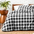 thumbnail image 3 of Bare Home Flannel Duvet Cover Set - 100% Flannel Cotton - Double Brushed - Twin/Twin XL, Buffalo Plaid - White/Black, 3 of 9
