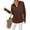 Brown, variant on Womens Long Sleeve Quarter Zip Pullover Sweater Casual Loose V Neck Collared Ribbed Knit Jumper Tops Thumb Hole