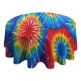 thumbnail image 4 of Colorful Tie Dye Pattern Round Tablecloth 60"x60",Wrinkle Wipeable Table Cloth for Kitchen Dining Room Picnic Patio Party, 4 of 6