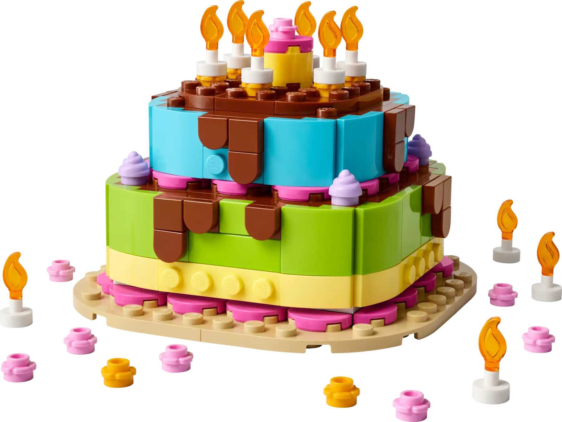 LEGO Birthday Diorama, Balloons, Candles, Cakes, Gifts
