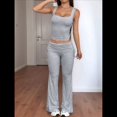 thumbnail image 4 of Conjuntos de 2 Piezas para Mujer, Conjuntos de Estar por Casa, Camisetas Sin Mangas, Pantalones Anchos y Chándales Flor Gris XL, 4 of 7