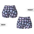 thumbnail image 5 of Lsque Blue Skull Flower Pattern High Waisted Biker Shorts for Women-Tummy Control Fitness Athletic Workout Running Yoga Gym Shorts,Moisture-Wicking-Large, 5 of 9