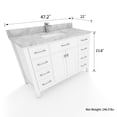 thumbnail image 3 of Sinber 48" x 22" Rectangular Sink White Bathroom Vanity Cabinet with Carrara White Marble Countertop, 3 of 16
