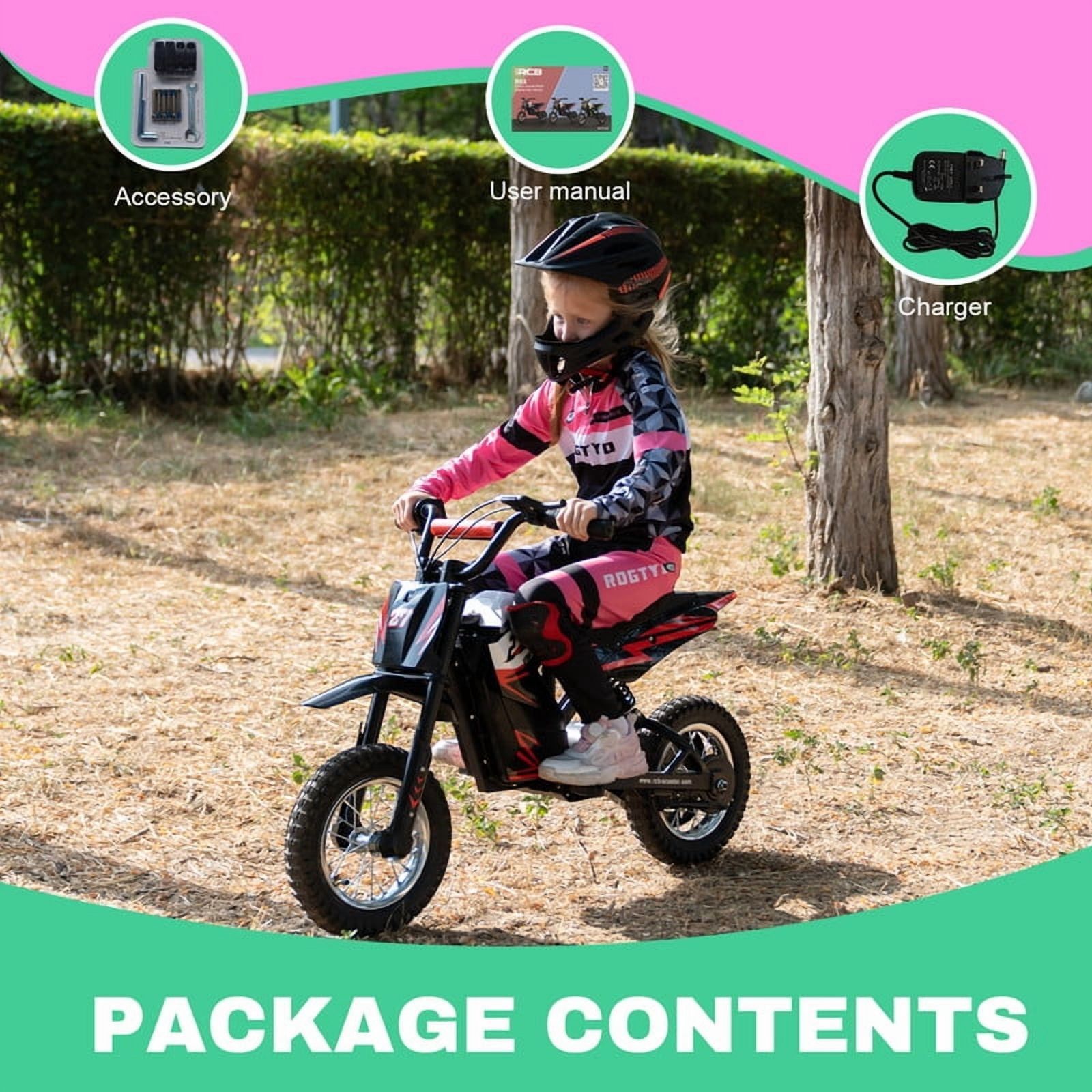 RCB R9X Electric Dirt Bike,36V-300W-10Miles,3 Speed Modes up to 15.5mph,12 inch electric motorcycle for boys and girls,Blue