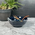 thumbnail image 4 of Oriental Wave Design Blue Ceramic Big Soup Ramen Bowl, Serving Bowl, Salad Bowl, Soup Bowl, 7.5 inches wide, 28 fl oz, 4 of 5