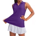 thumbnail image 4 of LEKODE Womens Golf Shirt Sleeveless UPF 50+ Polo Shirts Collared Tennis Tops V Neck Athletic Workout Tank Quick Dry Purple S, 4 of 9