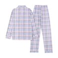 thumbnail image 6 of Womens Pajama Sets Plaid Print Lapel Long Sleeve Button Tops With Pants Loose Two Piece Pajamas For Women Set Sleepwear Homewear,Purple,M, 6 of 7