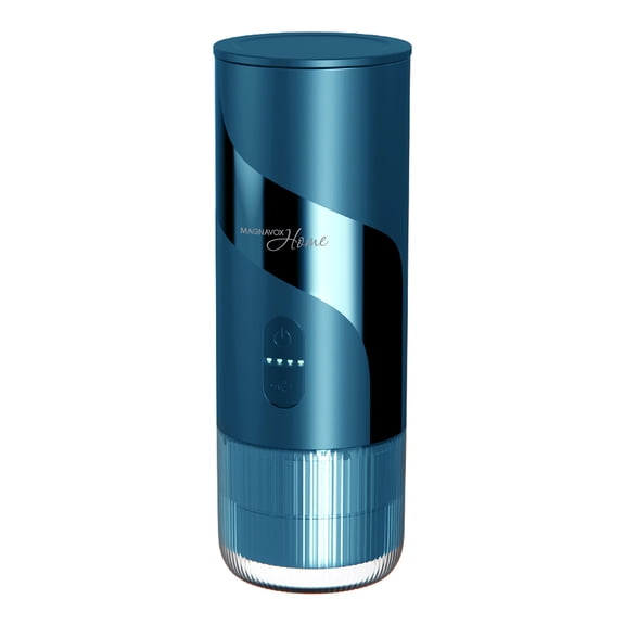 Magnavox Home 2-in-1 Portable Espresso and Ground Coffee Maker, USB Rechargeable, Azure