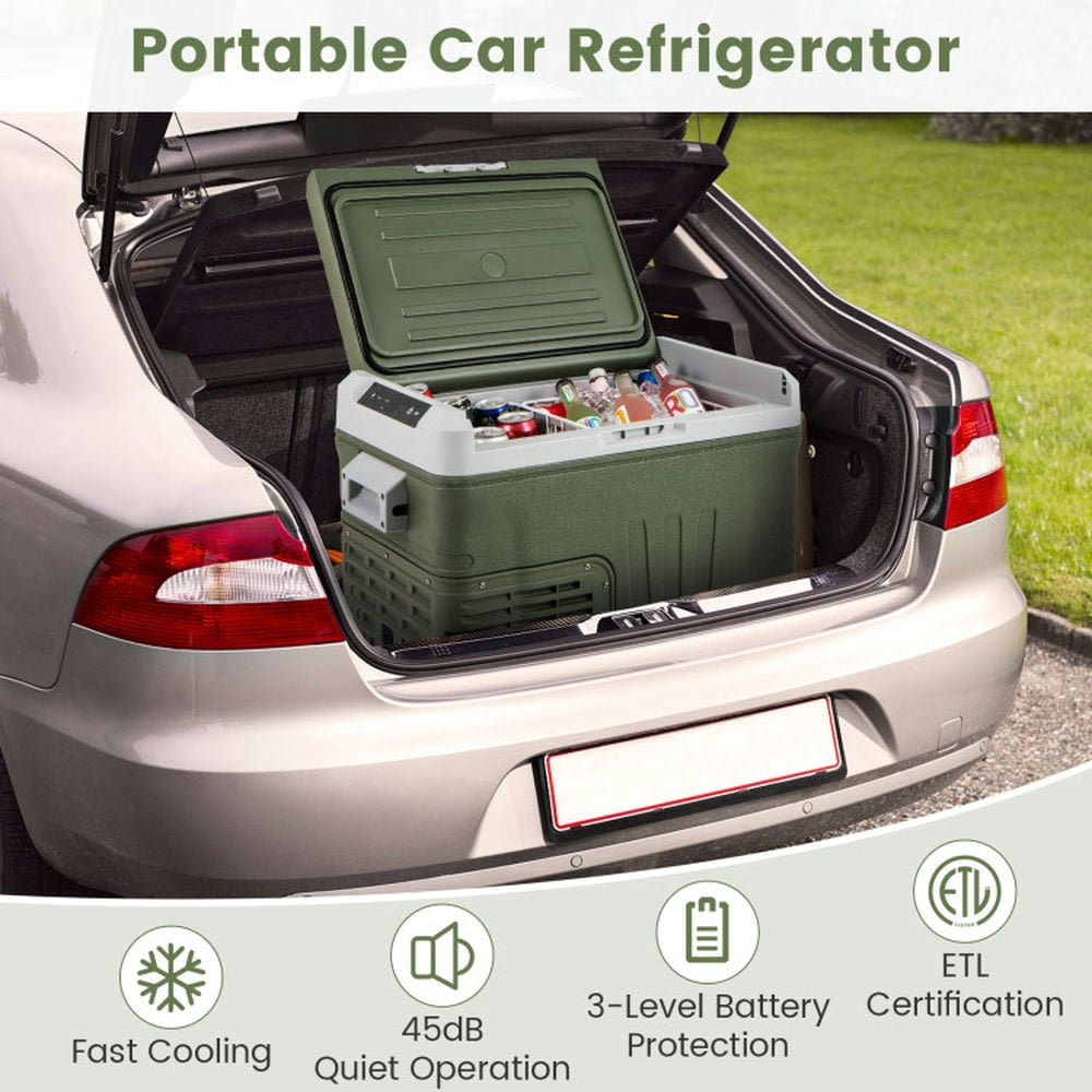 Spaco 12 Volt Car Refrigerator Portable Car Fridge with Adjustable Range-35L, Fast Cooling and 2 Running Modes for Outdoor as Garden, Yard, Green