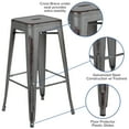 thumbnail image 4 of BizChair Commercial Grade 4 Pack 30" High Backless Distressed Silver Gray Metal Indoor-Outdoor Barstool, 4 of 13