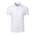 thumbnail image 5 of Yungyresw Short Sleeve Shirt for Men Turn Down Collar Double Pocket Casual Tshirts Breathable Summer Loose Shirts, 5 of 8