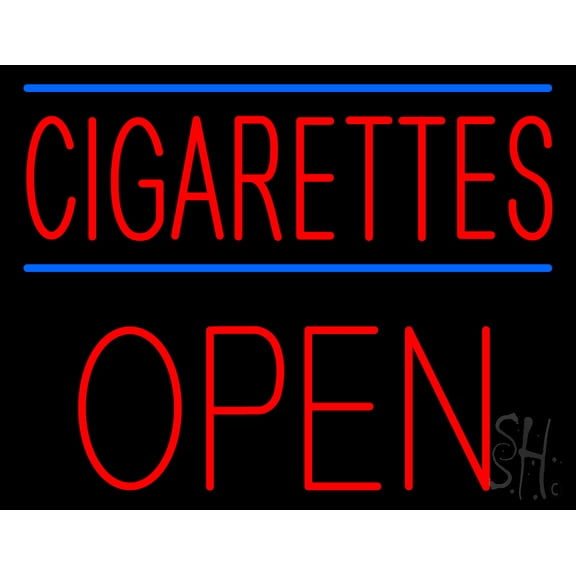 Red Cigarettes Open Block LED Neon Sign 15 x 19 - inches, Clear Edge Cut Acrylic Backing, with Dimmer - Bright and Premium built indoor LED Neon Sign for Bar decor.