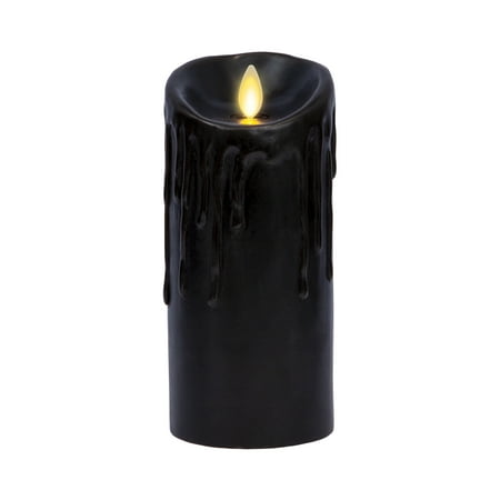 Luminara - Black Wax Drip Flameless Candle Pillar - Scallop Top Unscented - 3  x 6.5